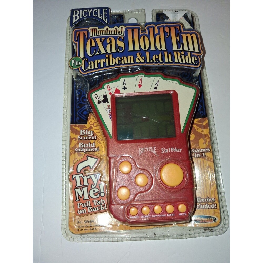 NEW Sealed Bicycle Texas Hold Em Electronic Handheld Poker Game 3 In 1 2004